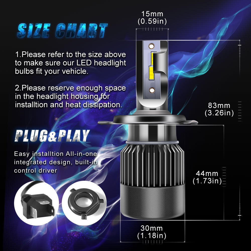 G2-Car-LED-Headlights-Bulb-60W-7000LM-Fog-Lamp-H1-H4-H7-H8H9H11-9005-9006-9012-9-32V-6000K-White-1456710