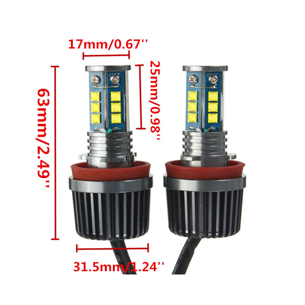 H8-30W-2200Lm-7000K-LED-Halo-Angel-Eye-Light-Bulb-HID-Xenon-White-For-BMW-986980