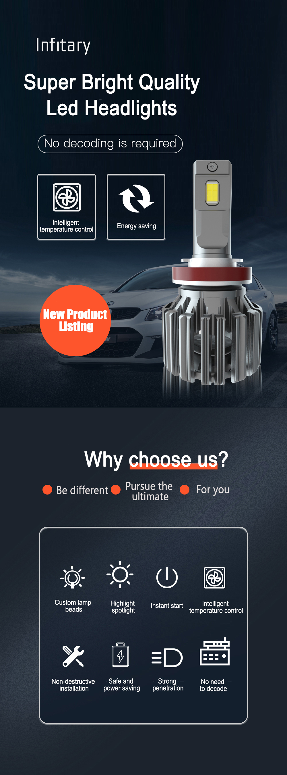 Infitary-Q1-2PCS-220W-30000LM-6500K-LED-Car-Headlight-Bulbs-H1-H4-H7-H11-9005-9006-with-Decoding-Hig-1793600