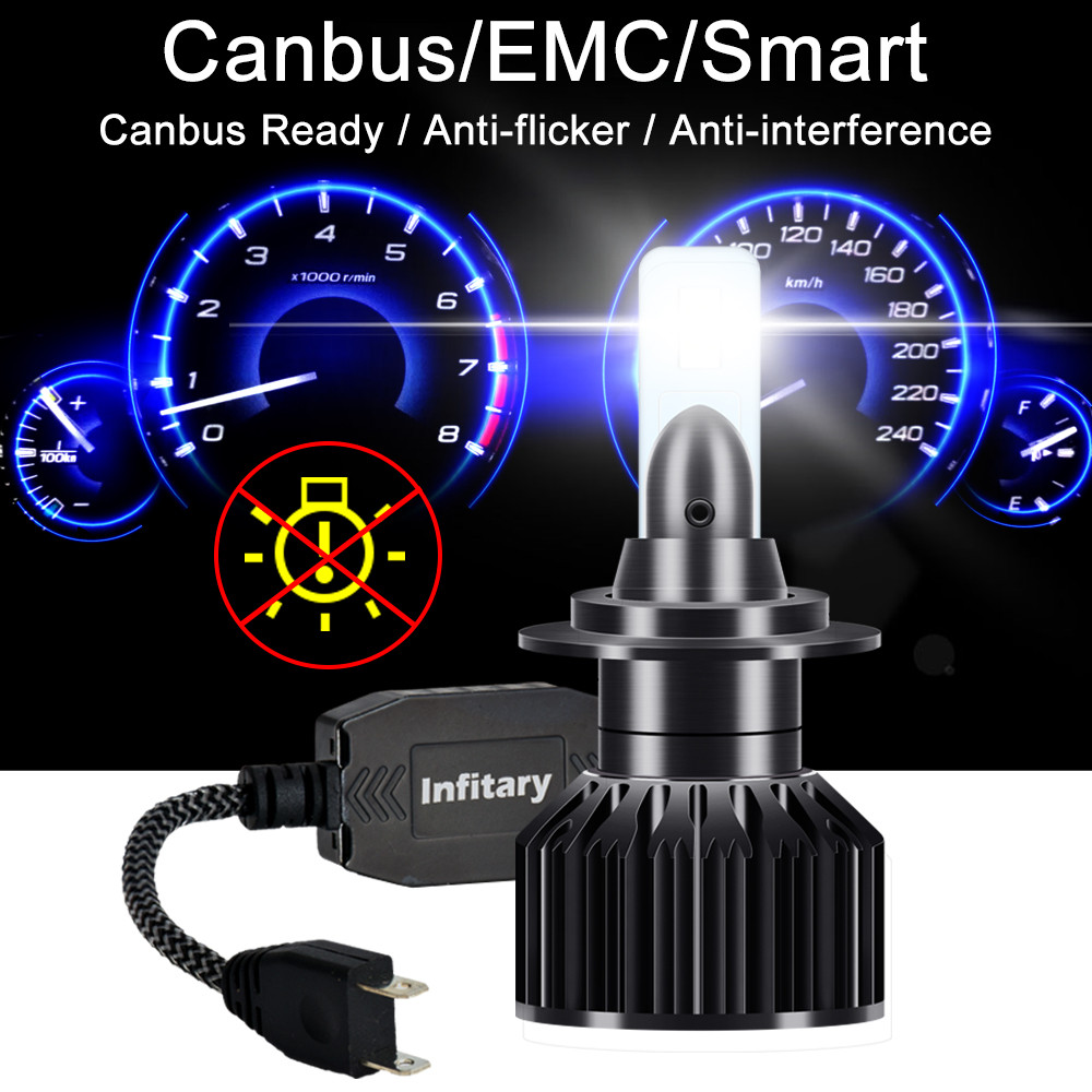 Infitary-V2-Car-CSP-LED-Headlights-H1-H3-H4-H7-H11-9005-9006-Fog-Light-72W-12000LM-6500K-White-Super-1735499