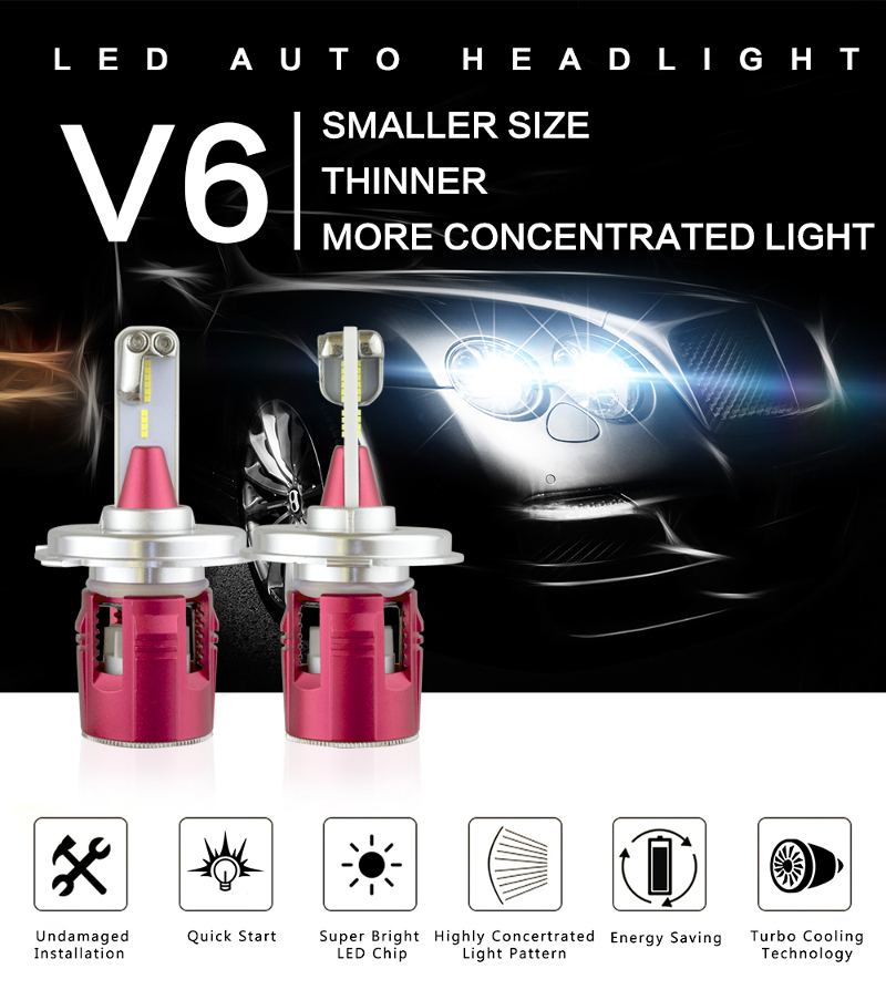 Markcars-V6-Pair-DC9-32V-48W-6000K-7200LM-H1-H3-H4-H7-H11-H13-9005-9006-9012-LED-Car-Headlights-1275132