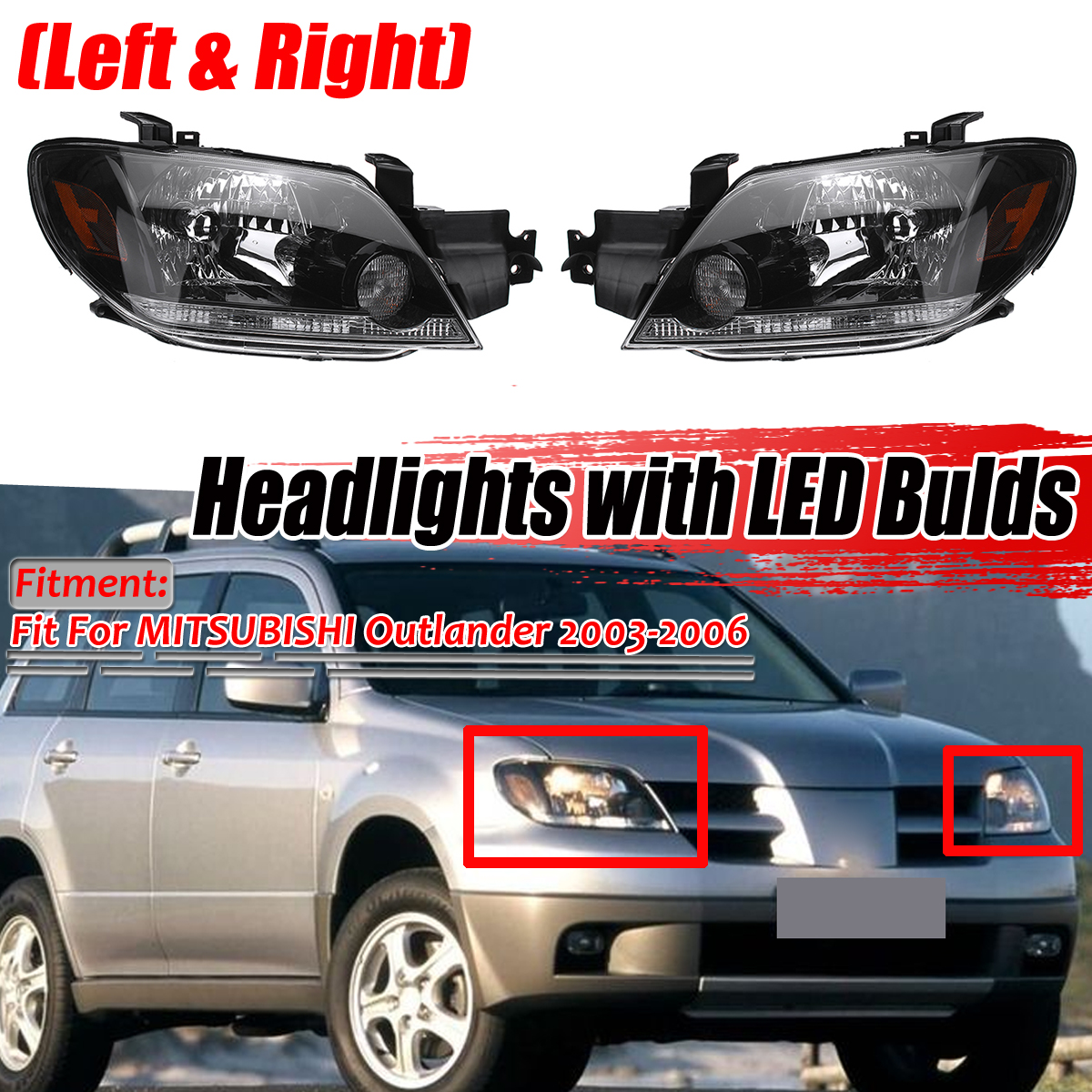 Pair-Left--Right-Front-Head-Light-Lamp-LED-Headlights-For-Mitsubishi-Outlander-2003-2006-1619603