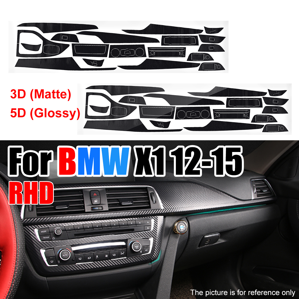 15Pcs-RHD-Carbon-Fiber-Sticker-Interior-Vinyl-Decal-For-BMW-X1-2012-2015-3D--5D-1674124