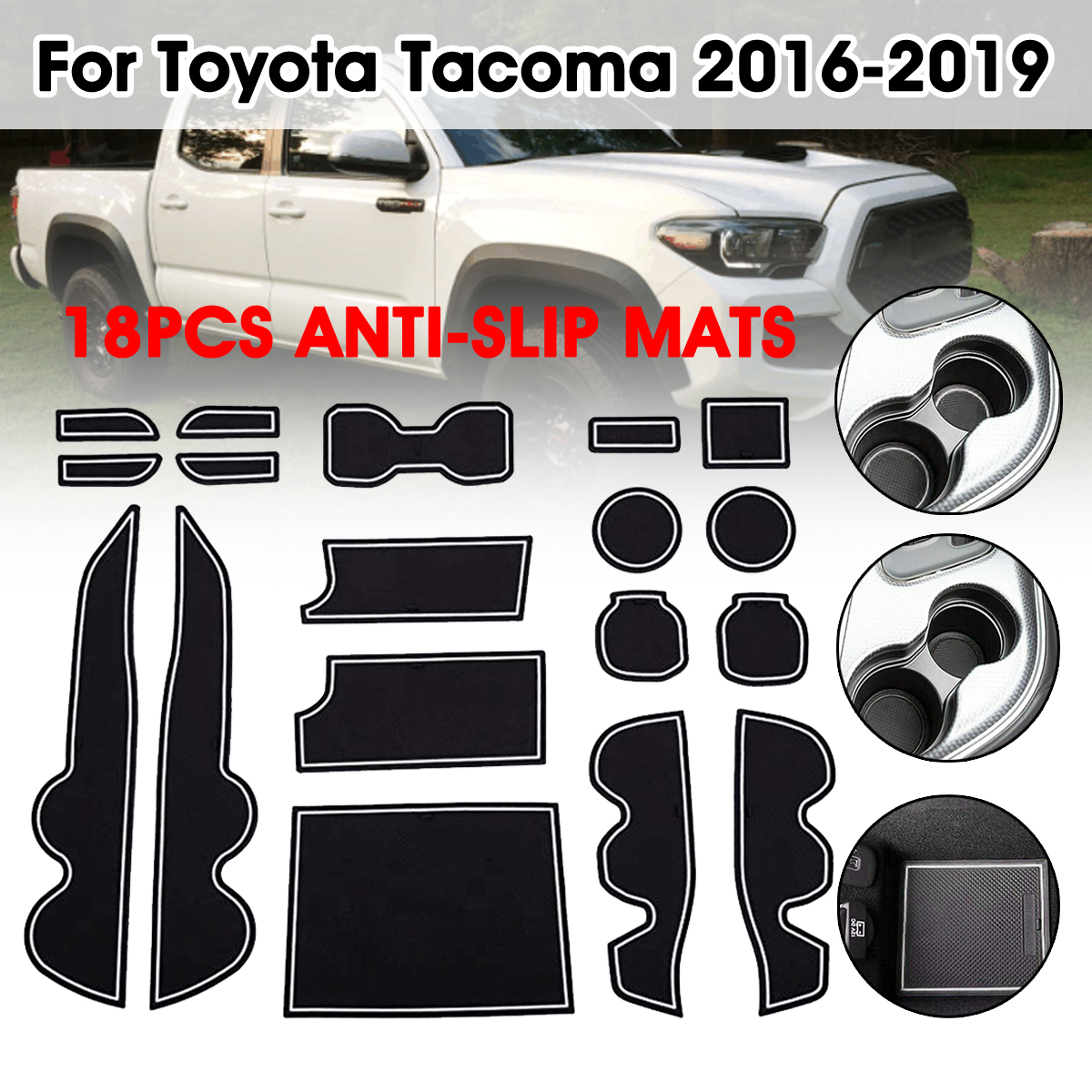 18x-Cup-Door-Center-Console-Liner-Anti-slip-Mats-Trim-For-Toyota-Tacoma-1682296