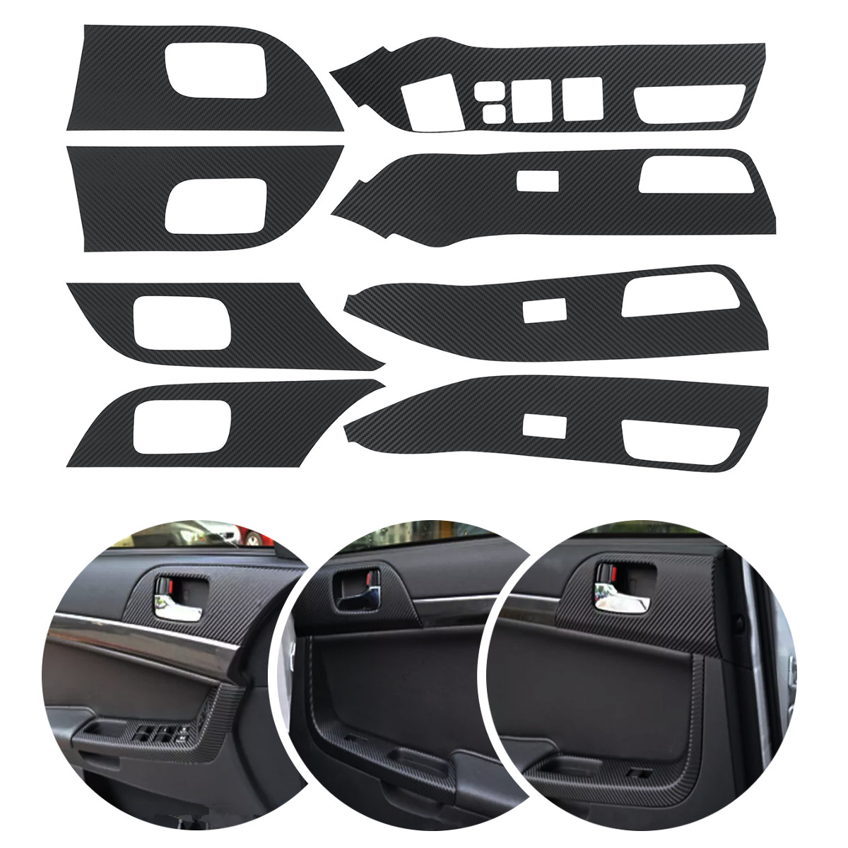 8pcs-Car-Carbon-Fiber-Armrest-Handle-Sticker-Decoration-For-MITSUBISHI-1685690