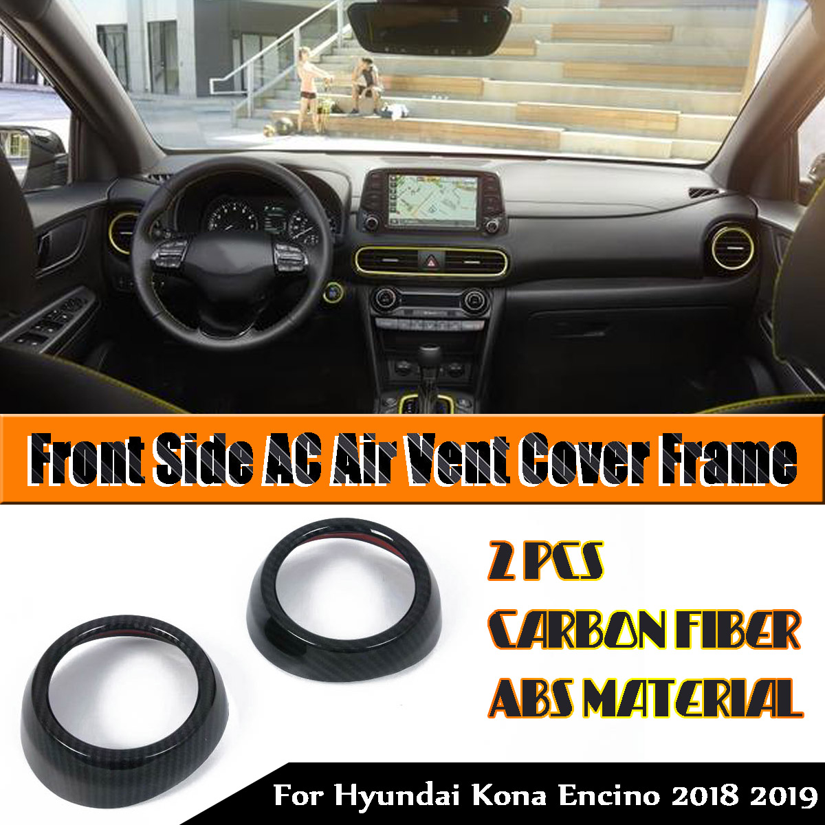Carbon-Fiber-Front-Side-AC-Air-Vent-Cover-Frame-For-Hyundai-Kona-Encino-2018-19-1671359