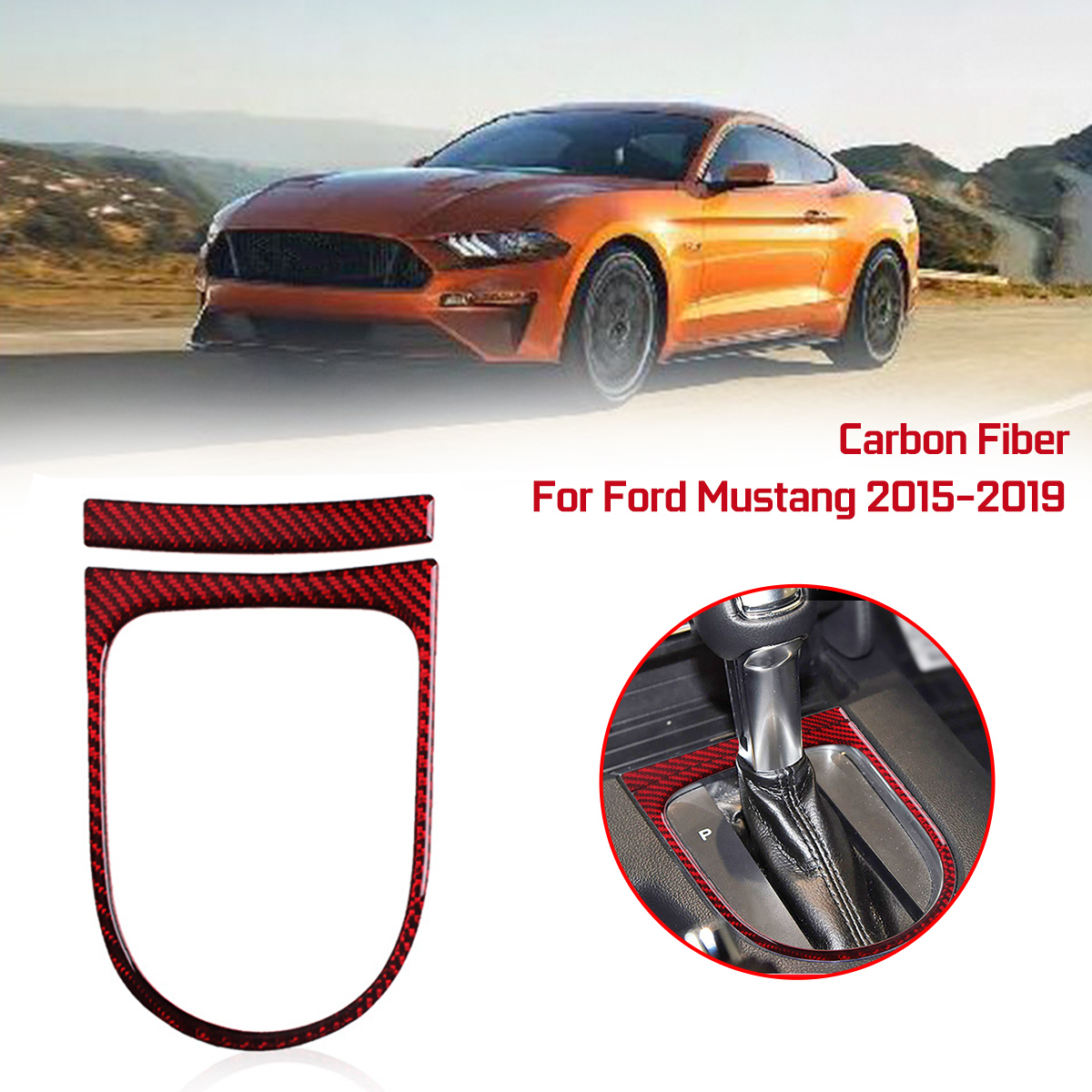 Carbon-Fiber-Inner-Gear-Shift-Box-Panel-Frame-Cover-Trim-For-Ford-Mustang-1684186