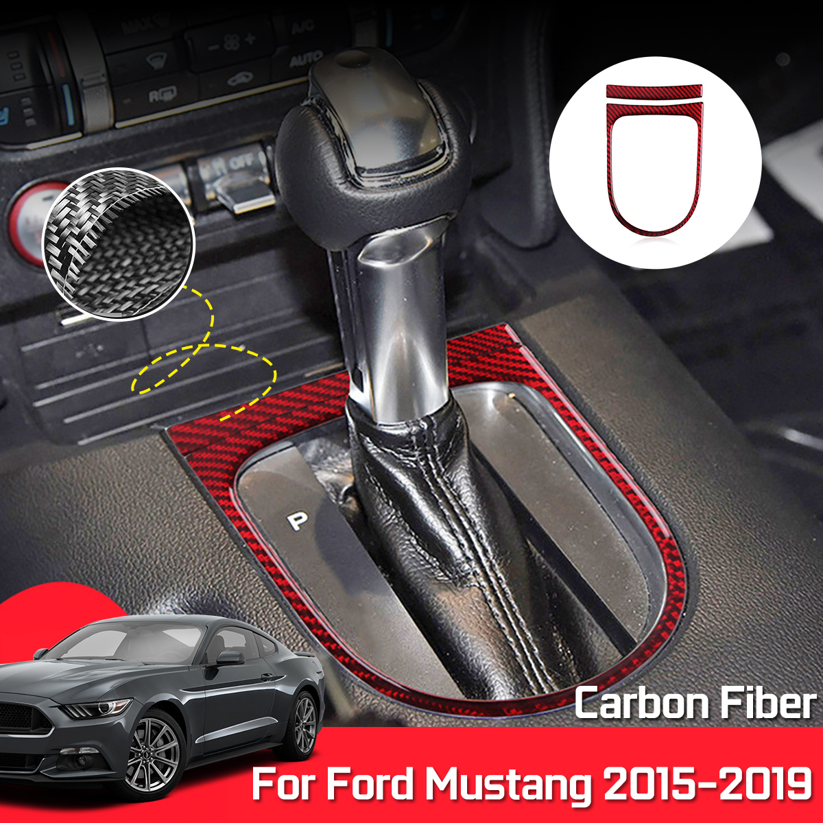 Carbon-Fiber-Inner-Gear-Shift-Box-Panel-Frame-Cover-Trim-For-Ford-Mustang-1684186