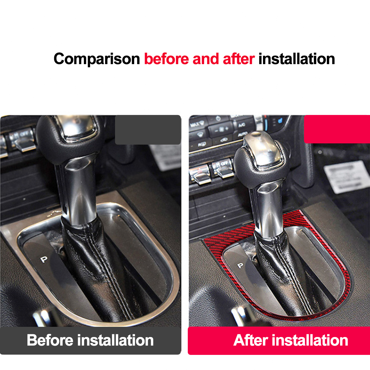 Carbon-Fiber-Inner-Gear-Shift-Box-Panel-Frame-Cover-Trim-For-Ford-Mustang-1684186