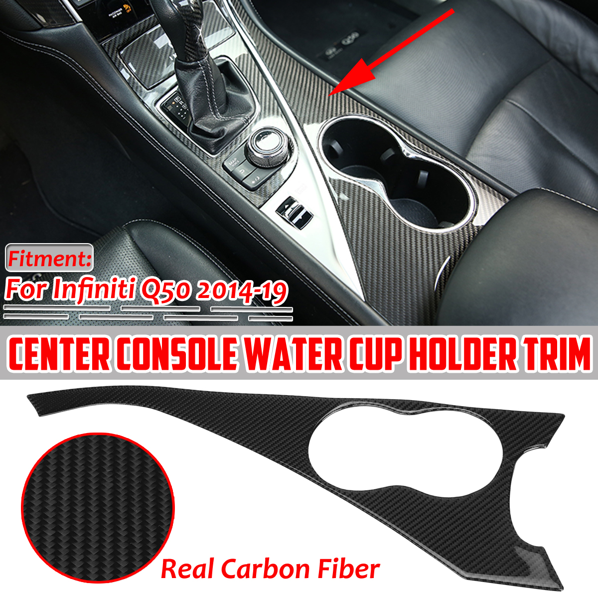 Carbon-Fiber-Interior-Water-Cup-Holder-Panel-Trim-Cover-For-Infiniti-Q50-2014-2019-1826978