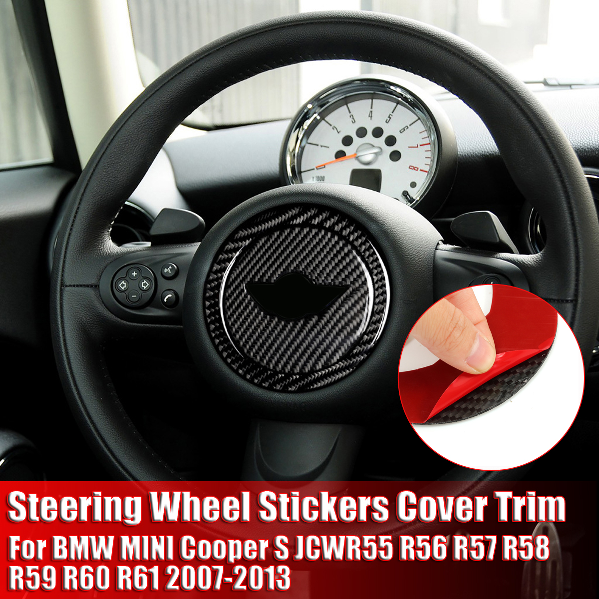 Carbon-Fiber-Steering-Wheel-Stickers-Cover-Trim-for-BMW-MINI-Cooper-S-JCWR55-R56-R57-R58-R59-R60-R61-1803011