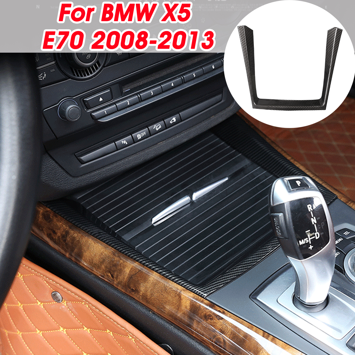 Carbon-Fiber-Water-Cup-Holder-Interior-Cover-Trim-Decor-For-BMW-X5-E70-2008-2013-1674400