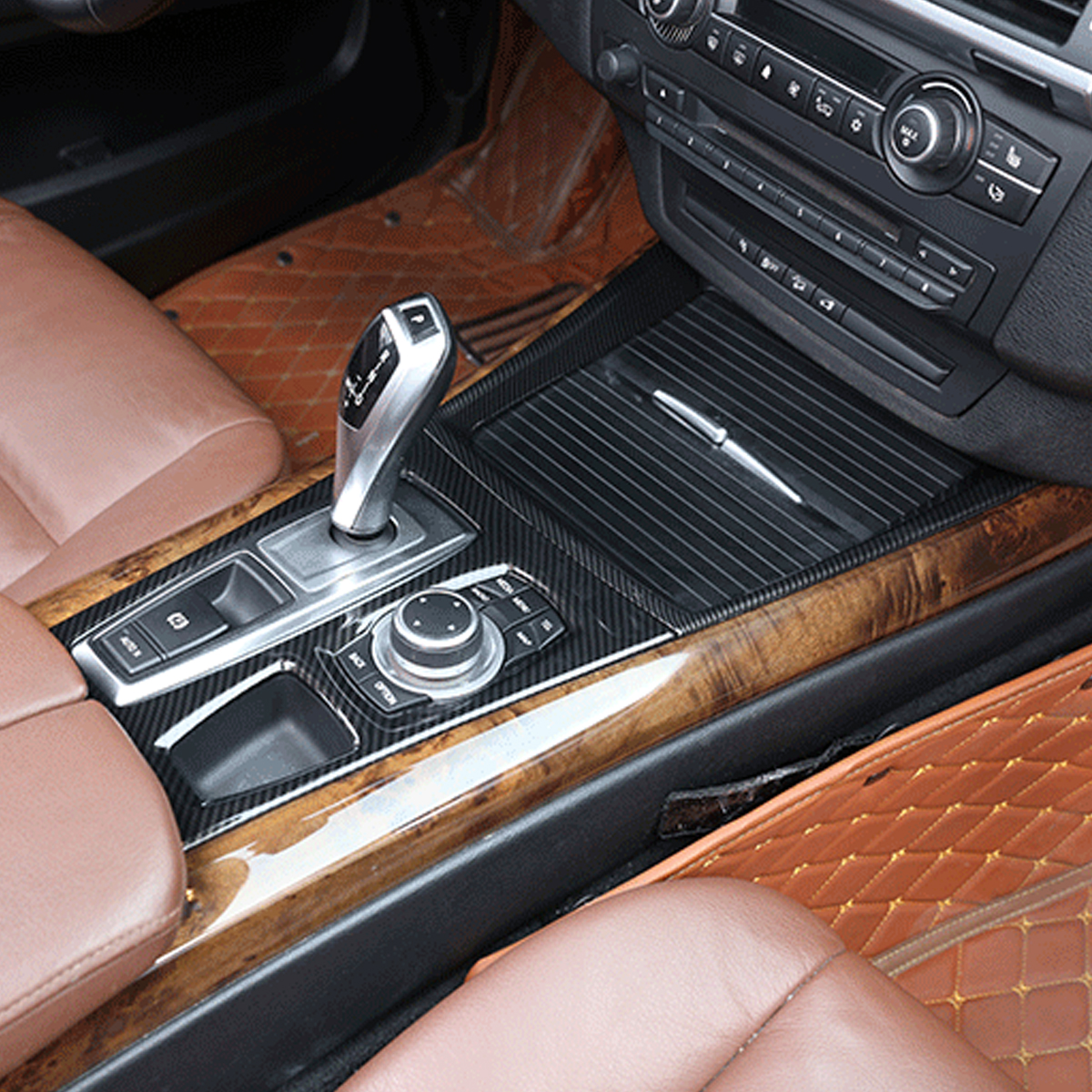 Carbon-Fiber-Water-Cup-Holder-Interior-Cover-Trim-Decor-For-BMW-X5-E70-2008-2013-1674400