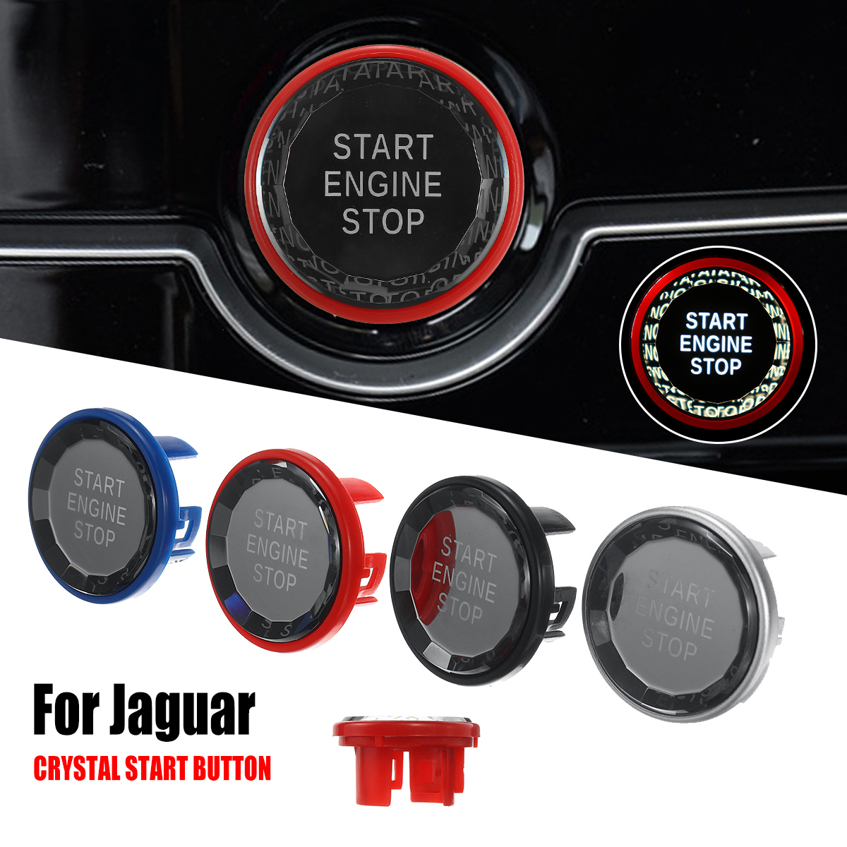 Crystal-Start-Button-Start-Stop-Engine-Switch-Button-Cover-For-Jaguar-1679772