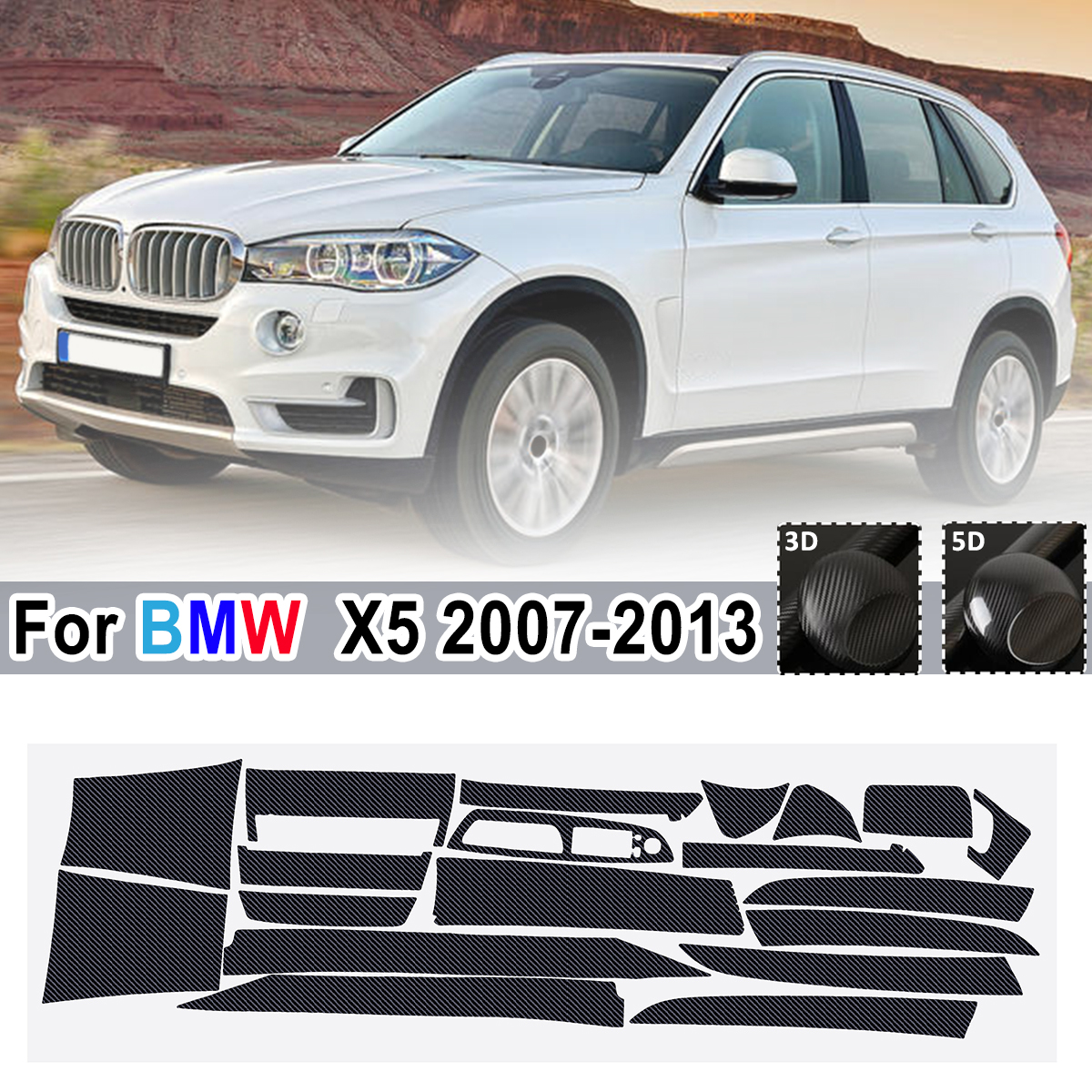 For-BMW-X5-2007-2013-Glossy-Matte-Carbon-Fiber-Sticker-Vinyl-Decal-Trim-22-PCS-1674369