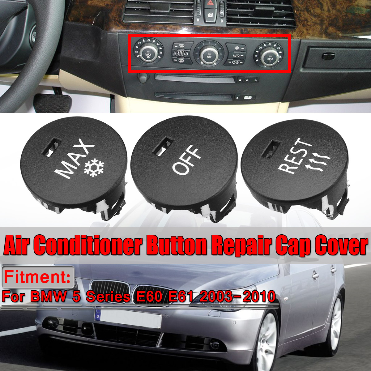 Heater-Climate-Air-Condition-cleaning-tool-Button-Repair-Cap-Cover-For-BMW-5-Series-E60-E61-1640244