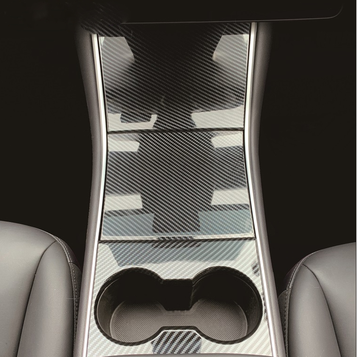 Real-Carbon-Fiber-Interior-Water-Cup-Holder-Cover-Trim-For-Tesla-Model-3-1826970