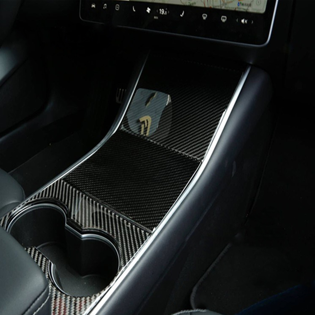Real-Carbon-Fiber-Interior-Water-Cup-Holder-Cover-Trim-For-Tesla-Model-3-1826970