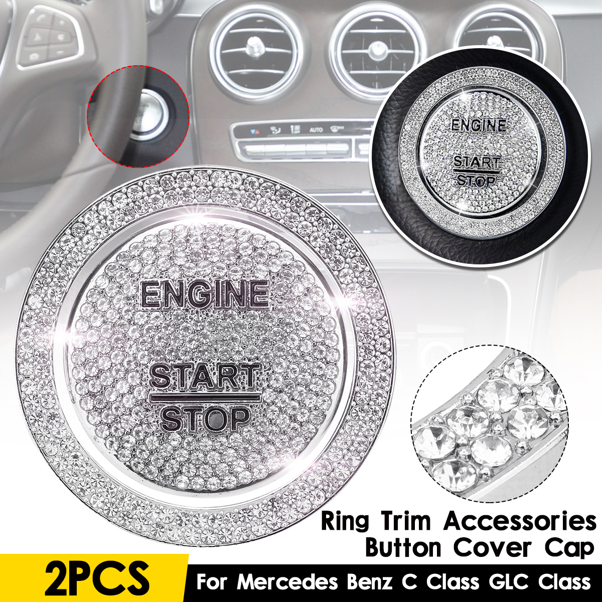 Start-Stop-Engine-Button-Repair-Switch-Protection-Cap-Switch-Cover-Ring-Trim-For-Benz-C-Class-W205-1671611