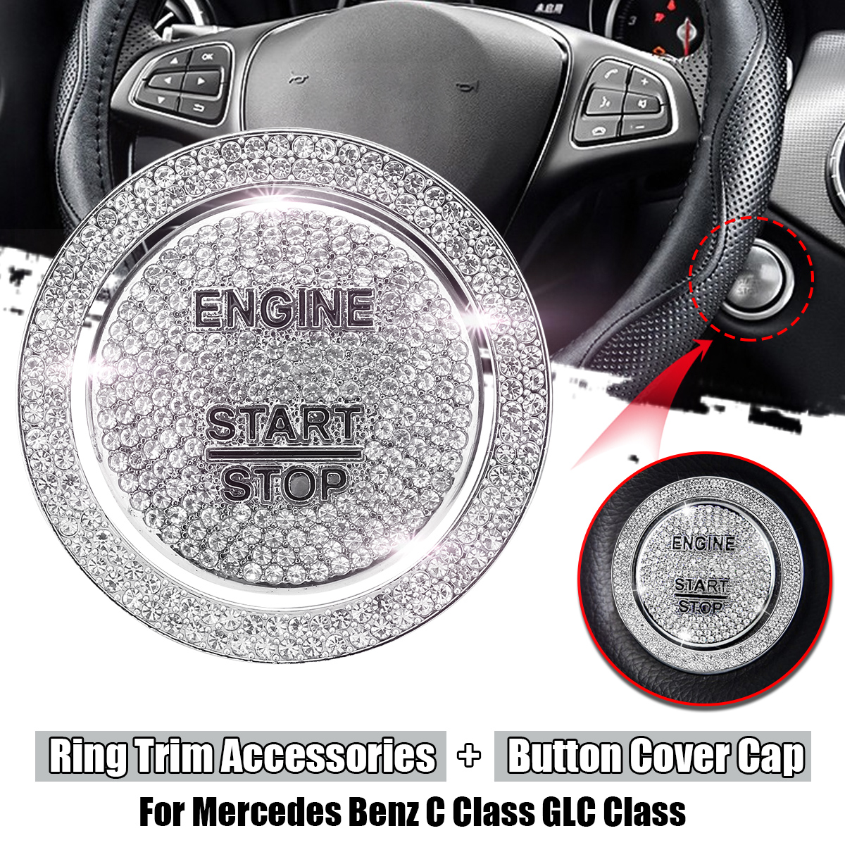 Start-Stop-Engine-Button-Repair-Switch-Protection-Cap-Switch-Cover-Ring-Trim-For-Benz-C-Class-W205-1671611