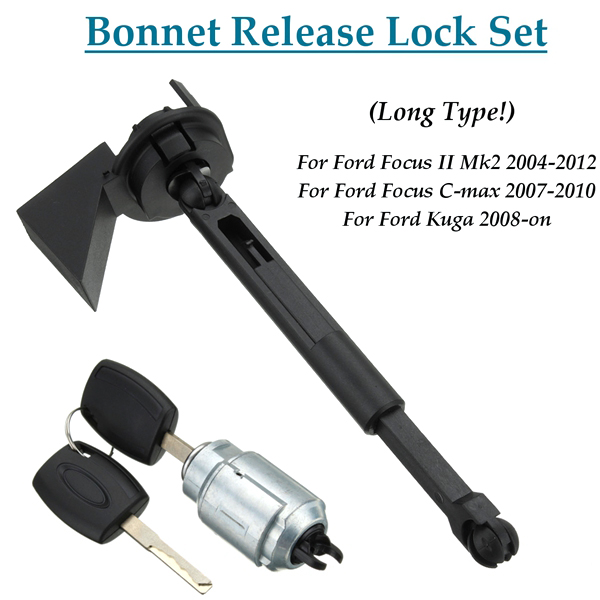Bonnet-Hood-Release-Lock-Set-Replacement-2-Key-For-Ford-Focus-II-Mk2C-maxKuga-1268532