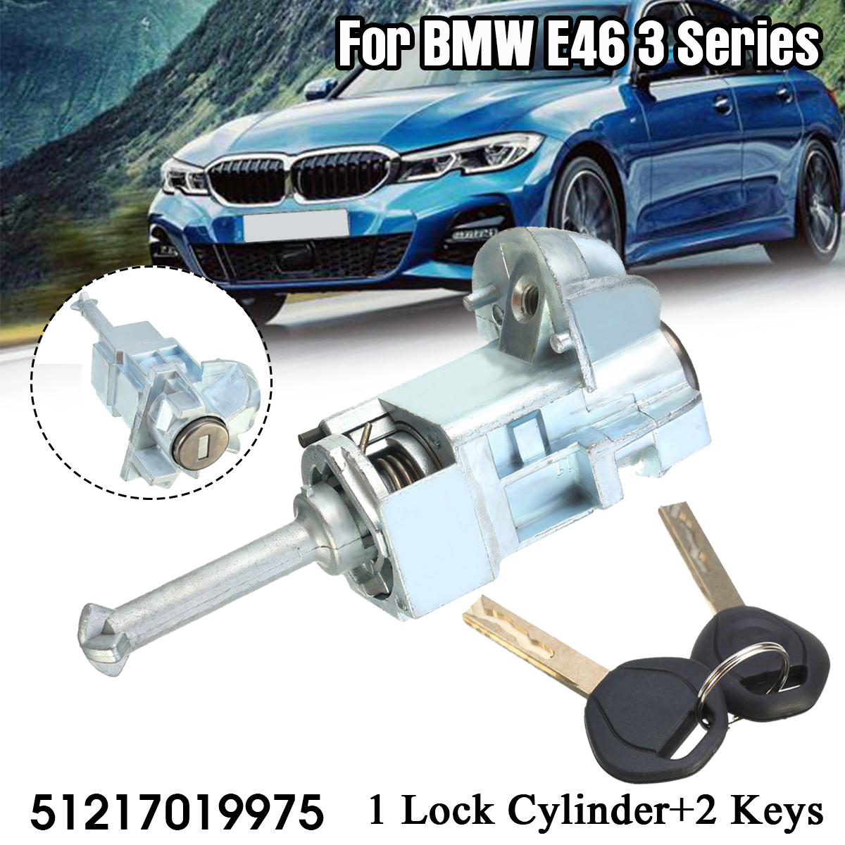 Left-Driver-Door-Lock-Cylinder-Barrel-Assembly-with-2-Keys-For-BMW-3-Series-E46-M3-1595246