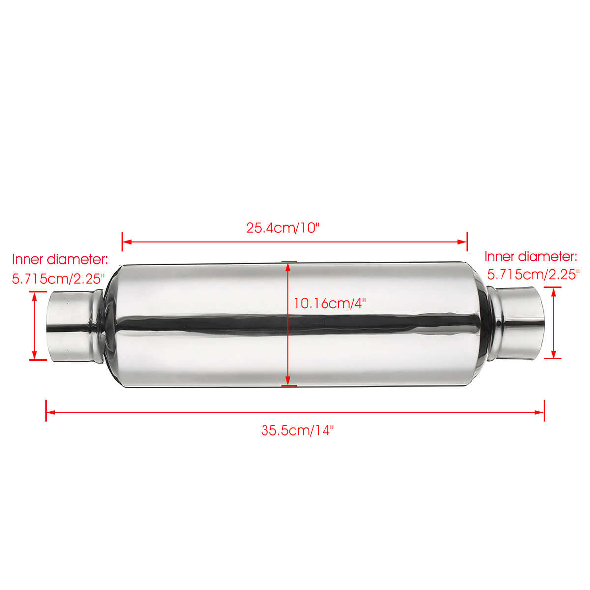 225quot-InletOutlet-Stainless-Steel-Universal-Exhaust-Turbine-Muffler-Resonator-1589052
