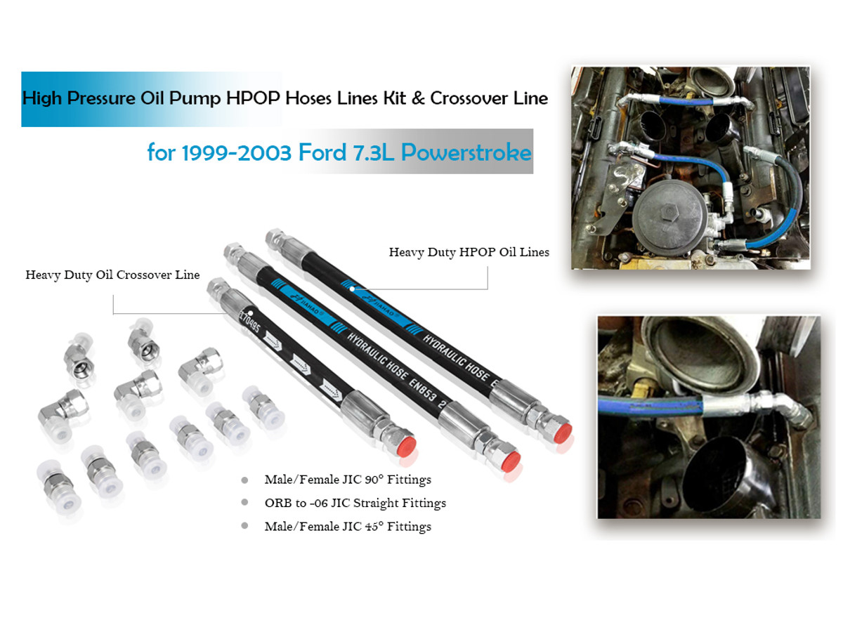 73L-Powerstroke-High-Pressure-Oil-Pump-HPOP-Hoses-Lines-Kit--Crossover-Line-For-Ford-1999-2003-1794675