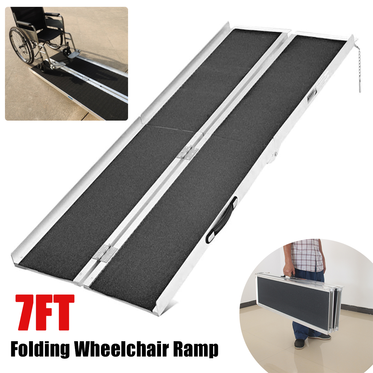 7FT-Non-Skid-Aluminum-Portable-Multifold-Wheelchair-Ramp-600-lb-Mobility-Scooter-Carrier-1764391