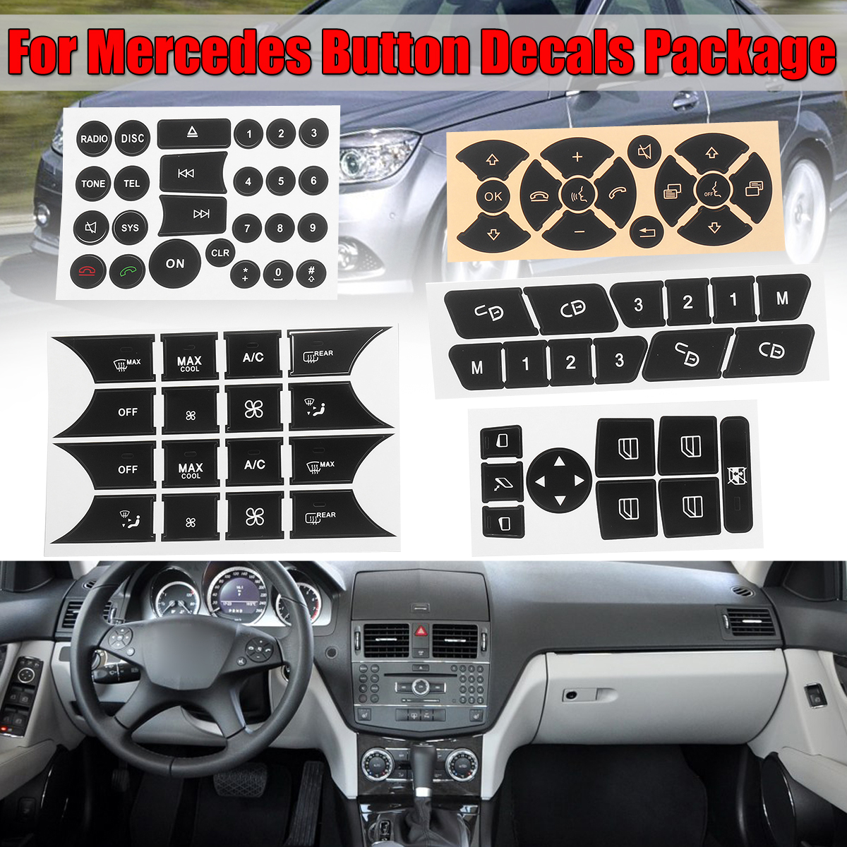 Button-Repair-Package-Steering-AC-Window-Car-Decals-Stickers-for-Mercedes-Benz-2007-2014-1517302