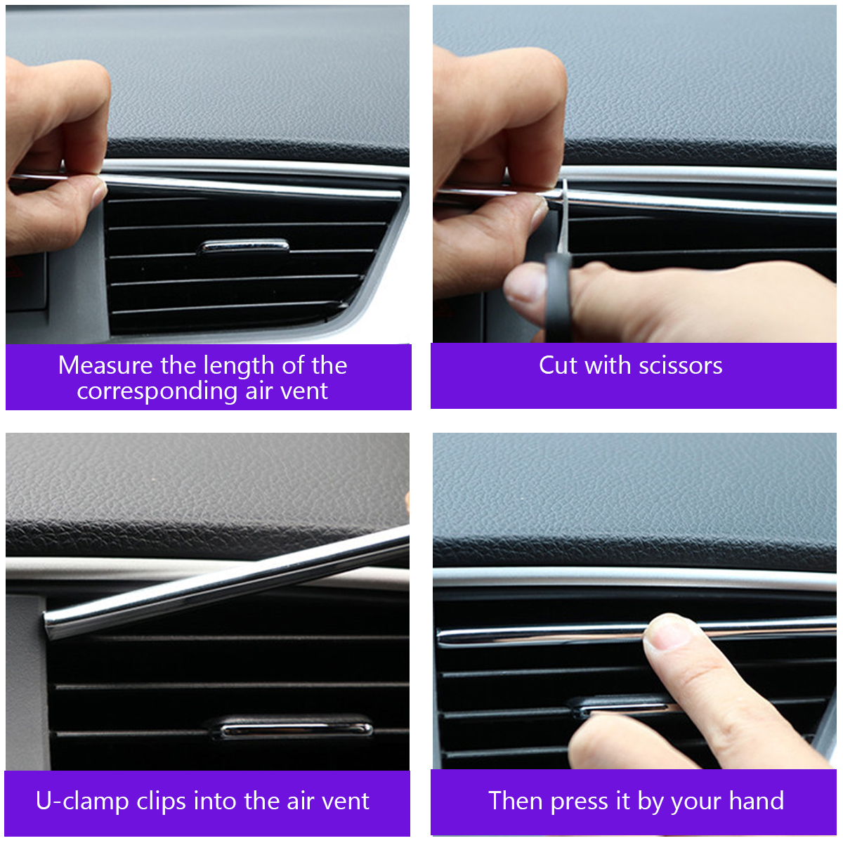 10PCS-Car-Air-Conditioner-Outlet-Vent-Grille-Decoration-U-Shape-Molding-Trim-Strip-1749415