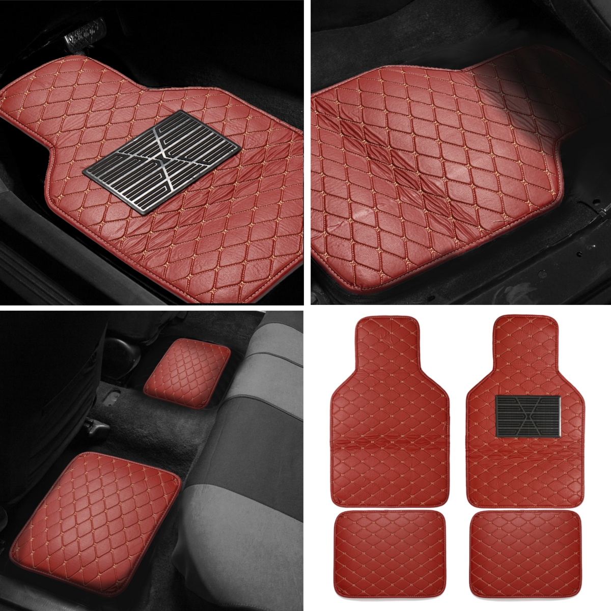 4-PCS-Universal-FrontRear-Car-Floor-PU-Leather-Waterproof-Mat-with-Antiskid-Pedal-1499168