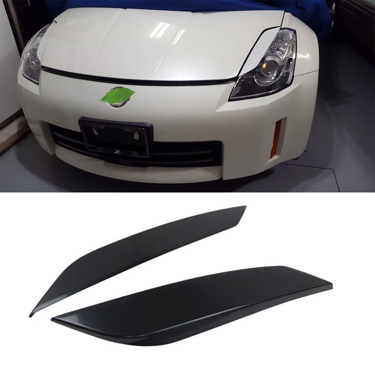 1-Pair-Unpainted-Black-Front-Headlight-Eyelids-Eyebrow-Cover-For-Nissan-350Z-2-Door-2003-08-1509419