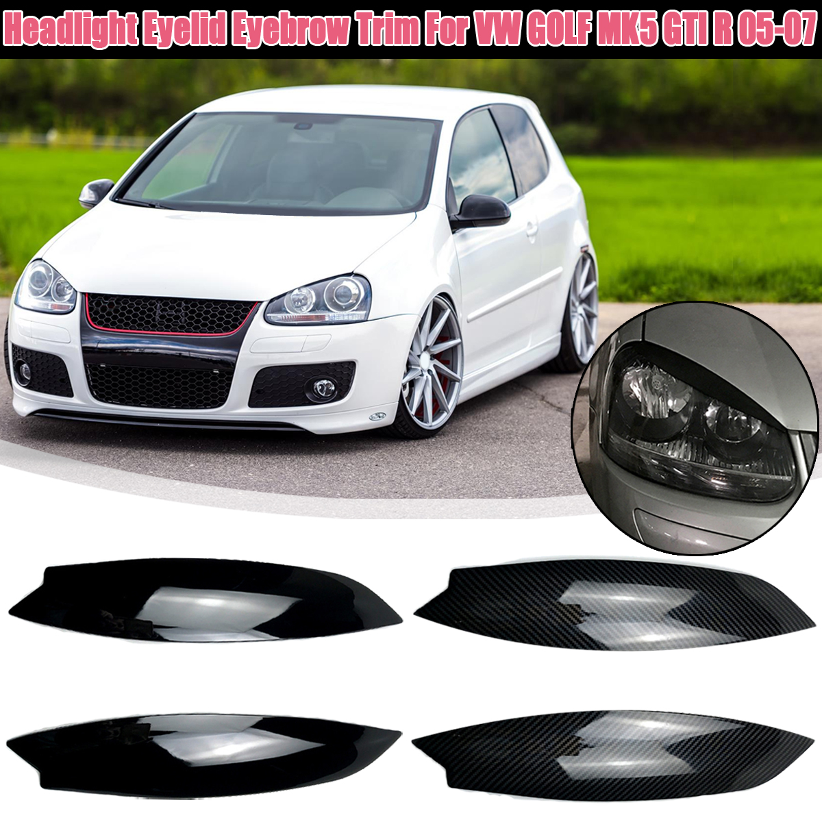 2-Pcs-Car-Headlight-Eyelids-Lids-Eyebrow-Trims-Cover-For-VW-GOLF-MK5-GTI-R-2005-2007-1636700