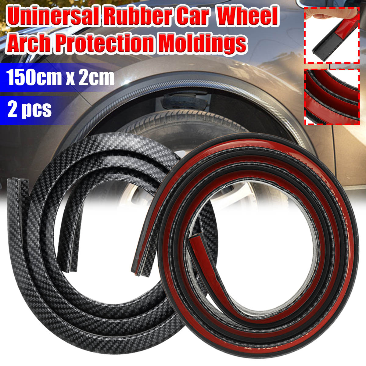 2PCS-15M-Universal-Rubber-Car-Mudguard-Trim-Strip-Wheel-Arch-Protection-Moldings-1723954