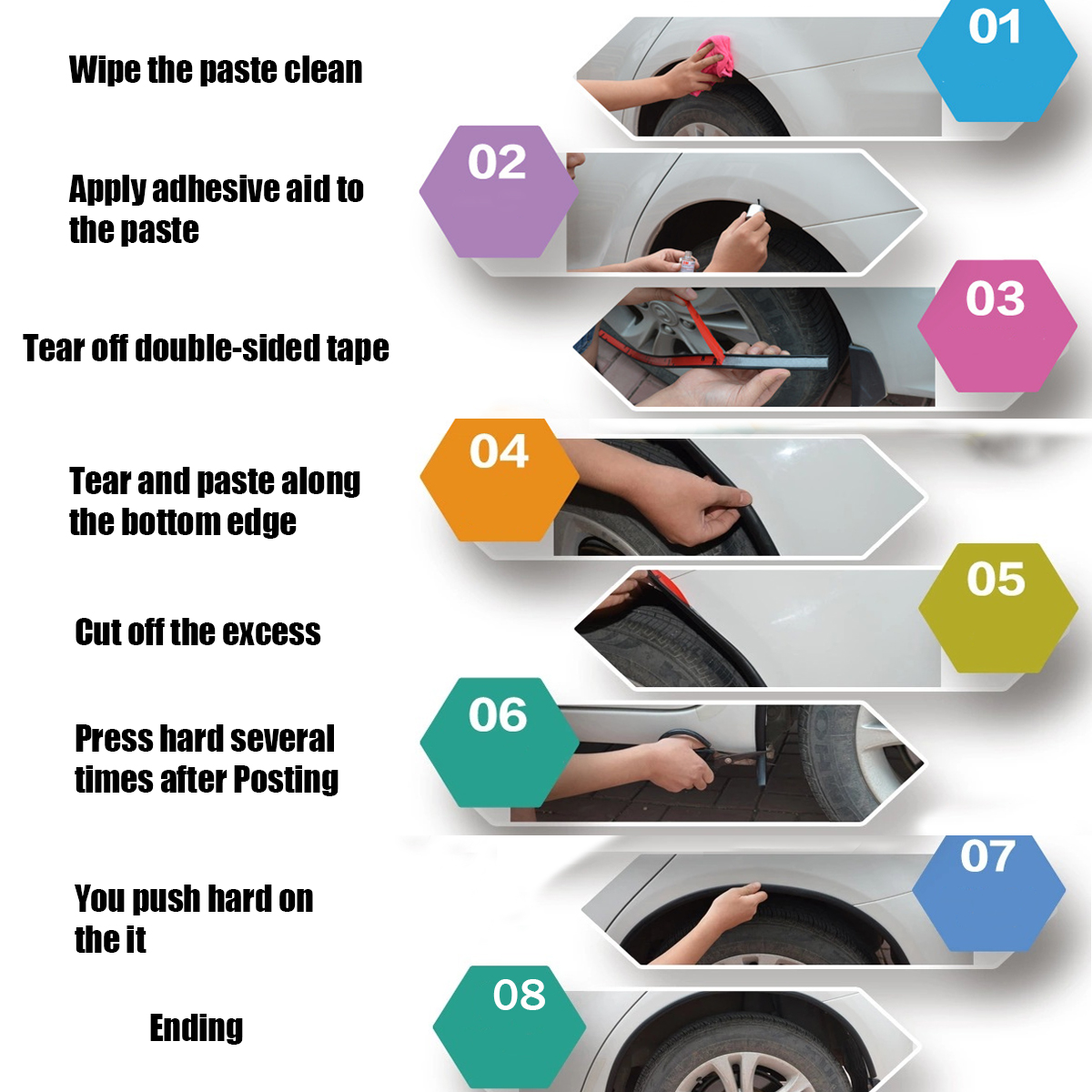 2PCS-15Mtimes2CM-Rubber-Car-Mudguard-Trim-Strip-Wheel-Arch-Protection-Moldings-Black-1723955