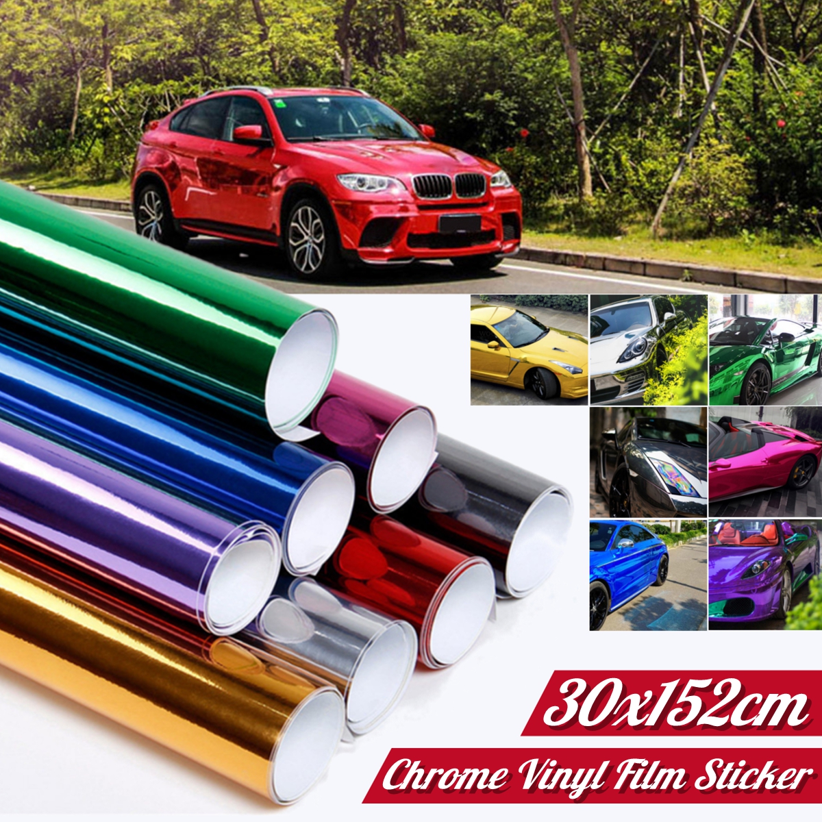 30x152cm-Chrome-Vinyl-Car-Wrap-Sticker-Decal-Sheet-Film-Decor-Sticker-1794031