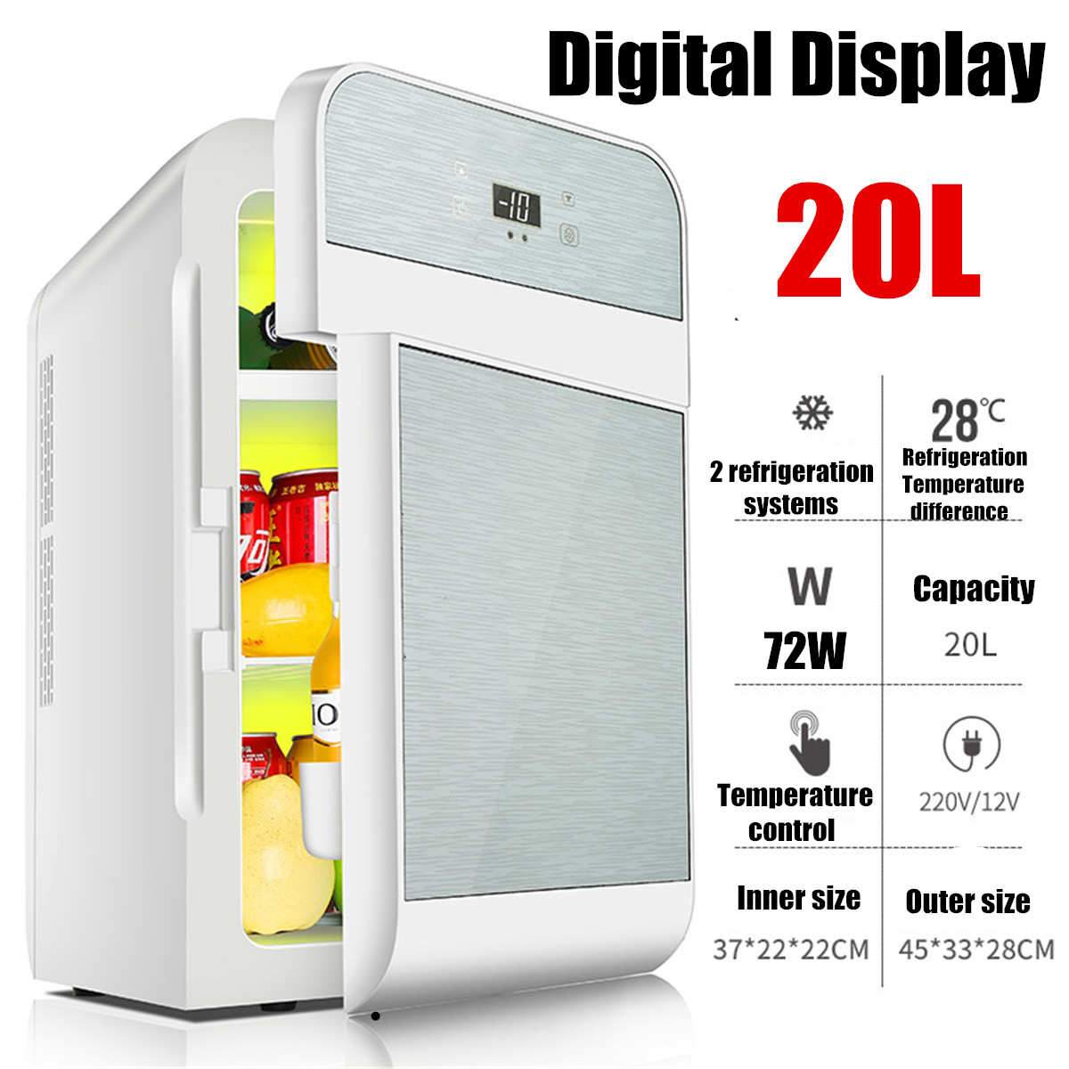 20L-Single-Dual-core-Car-Mini-Fridge-Travel-Cool--Warmer-Home-Refrigerator-220V12V-1520135