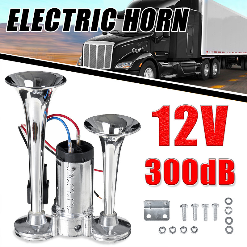 12V-300db-Electric-Horn-Trumpet-Marine-Chrome-Fog-Stainless-Steel-Boat-Truck-1667959