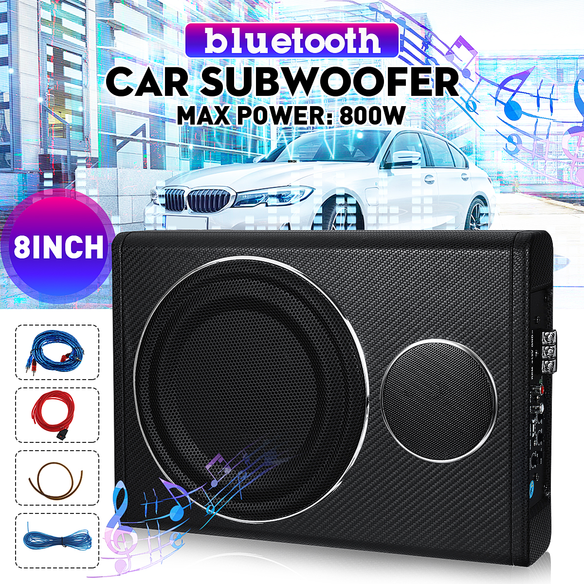 12V-600W-8quot-Car-Subwoofer-Under-Seat-Sub-Woofer-Speaker-Stereo-Slim-Amplifier-Black-bluetooth-1712559