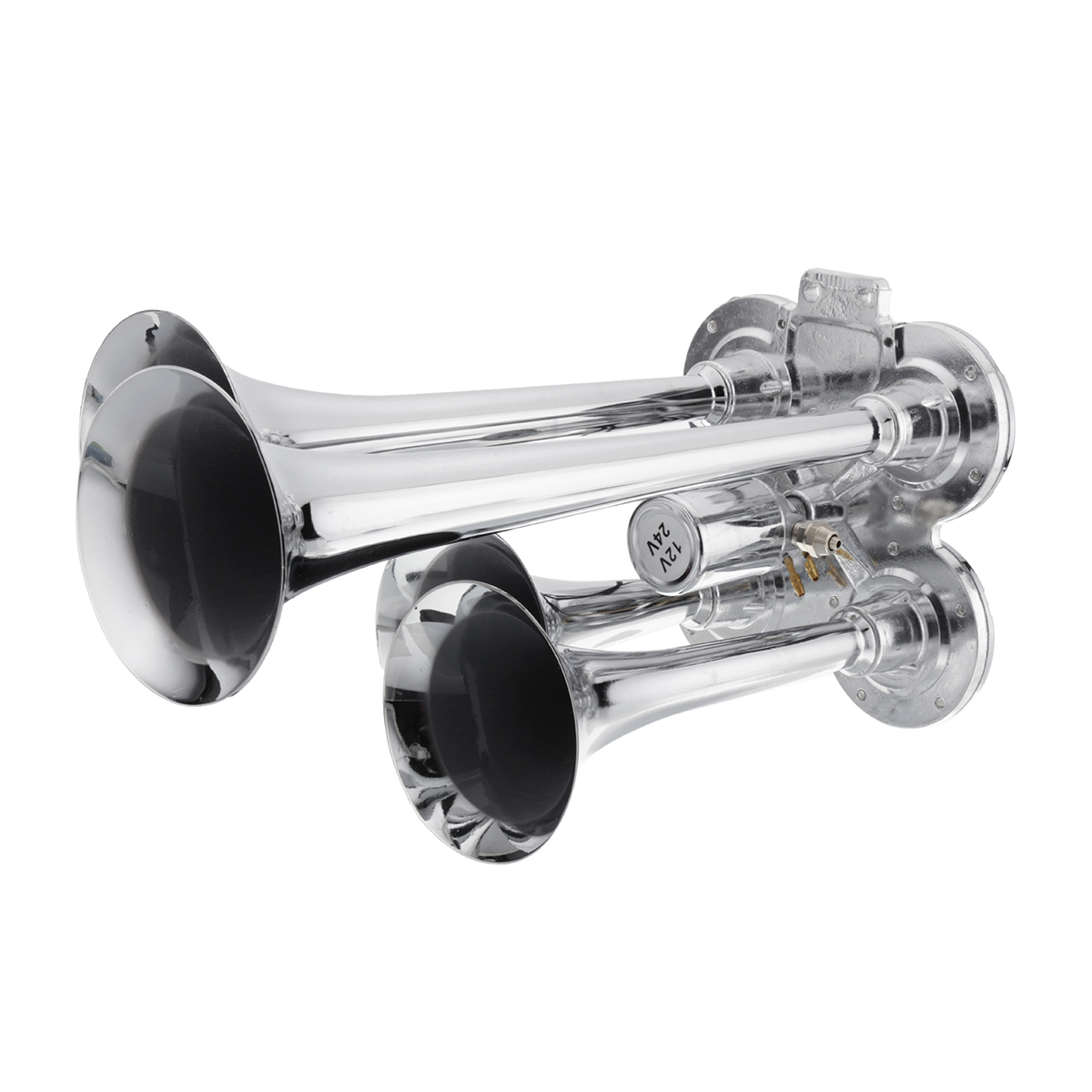 149DB-Loud-4-Four-Trumpet-Train-Air-Horn-Metal-Chrome-For-Car-Truck-Boat-12V-24V-1272054