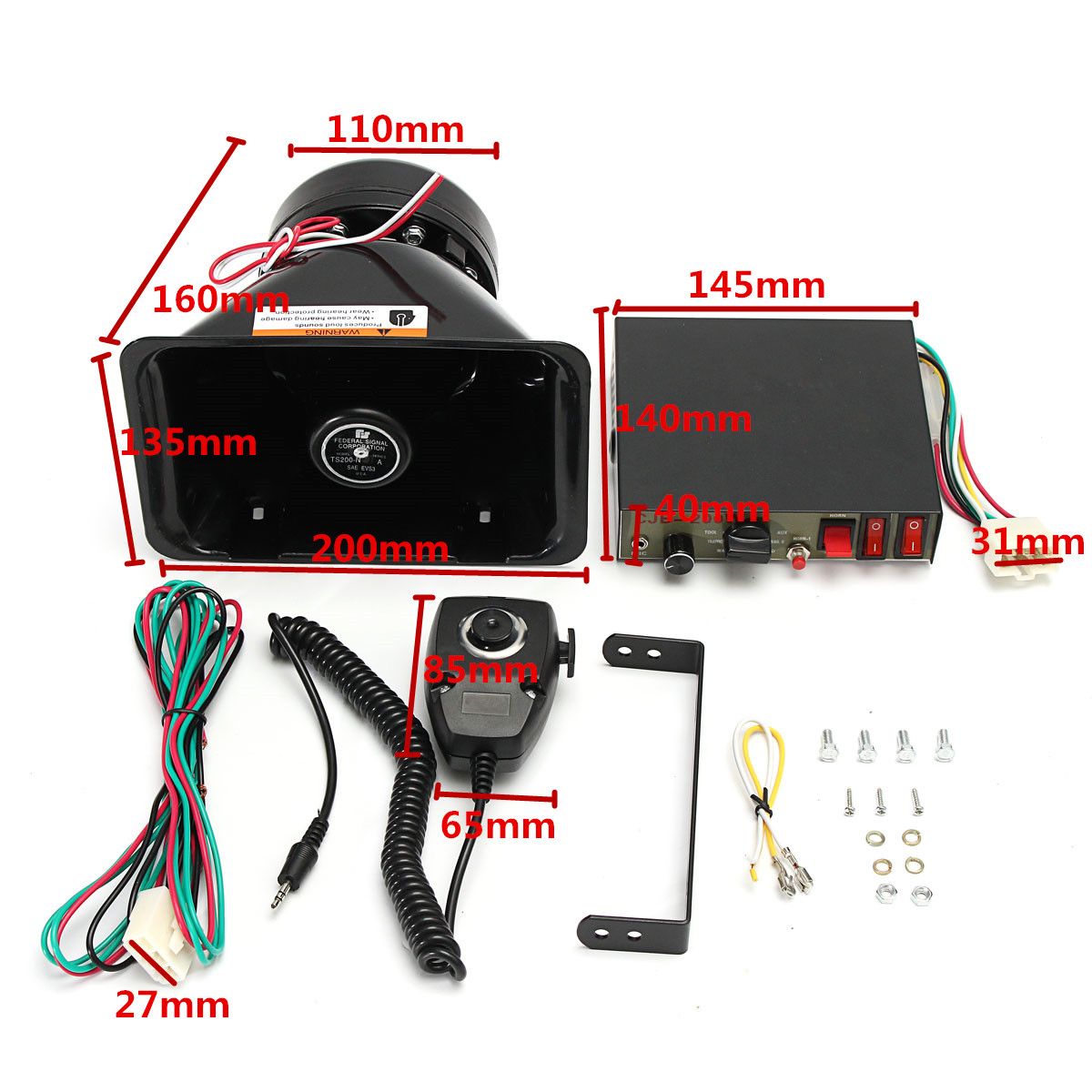 200W-12V-9-Sound-Loud-Car-Warning-Alarm-Police-Siren-Horn-PA-Speaker-MIC-System-1362561