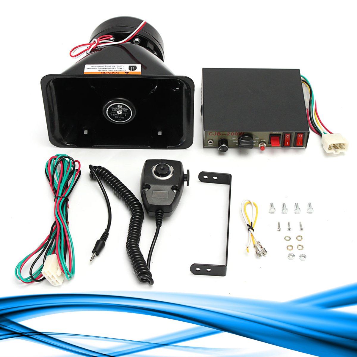 200W-12V-9-Sound-Loud-Car-Warning-Alarm-Police-Siren-Horn-PA-Speaker-MIC-System-1362561