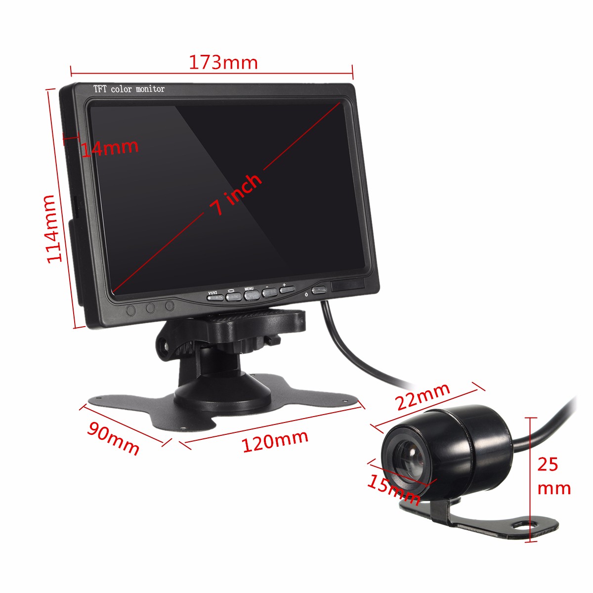 7-Inch-Car-Rear-View-TFT-LCD-Monitor--170deg-Waterproof-Reverse-Back-Parking-Camera-1060816