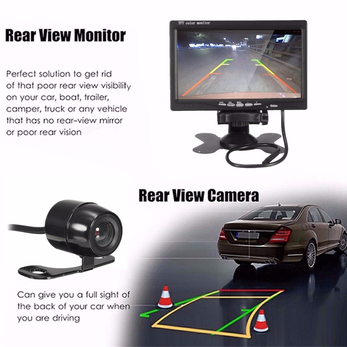 7-Inch-Car-Rear-View-TFT-LCD-Monitor--170deg-Waterproof-Reverse-Back-Parking-Camera-1060816