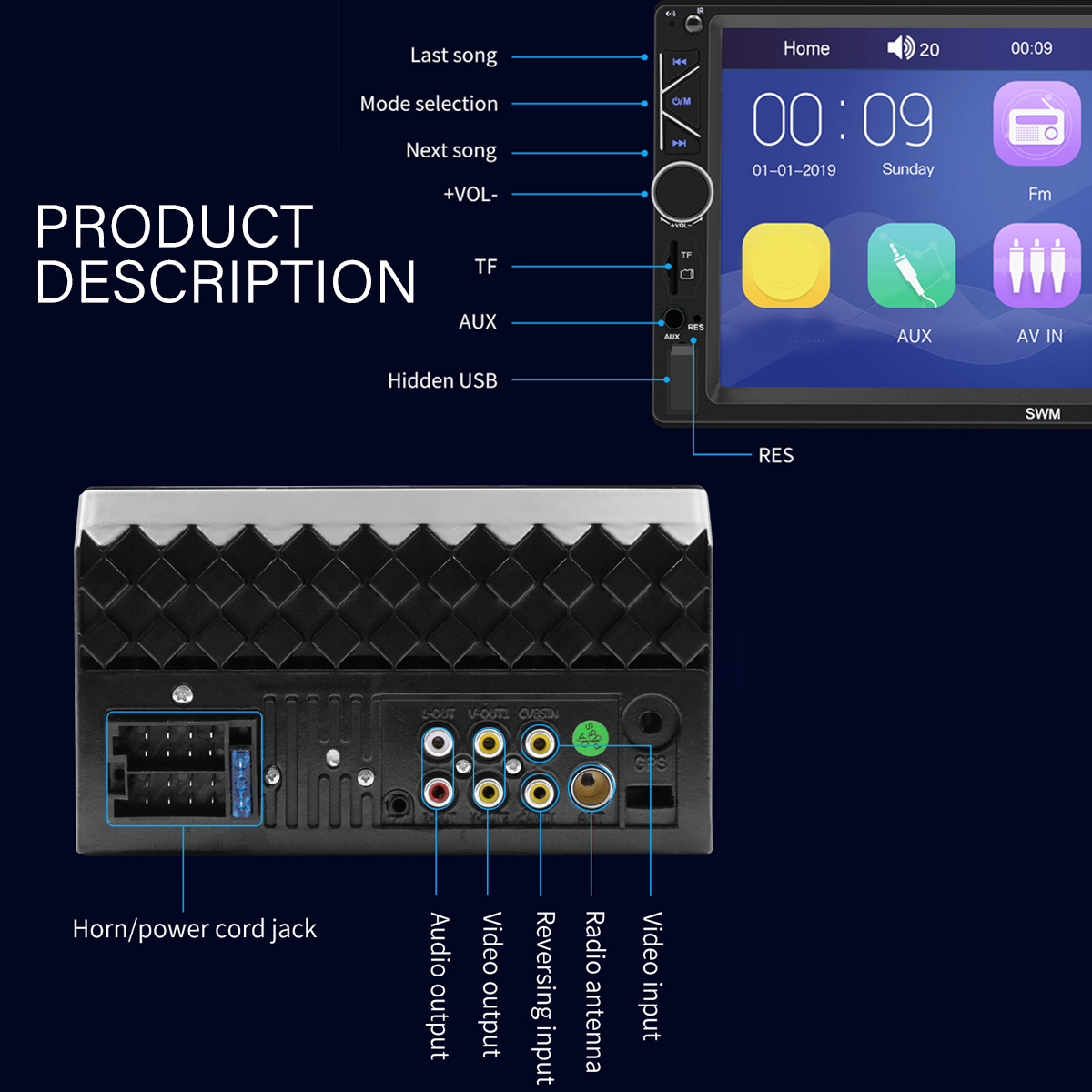7Inch-Double-2DIN-Car-MP5-Player-bluetooth-Touch-Screen-Stereo-Radio-USB-AUX-Camera-1722547