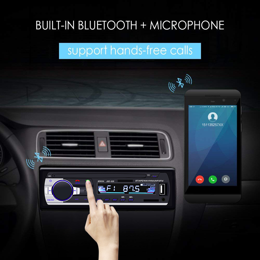 JSD520-Autoradio-Car-Radio-1-Din-12V-Car-MP3-Player-bluetooth-Stereo-AUX-IN-FM-USB-with-Remote-Contr-1345681