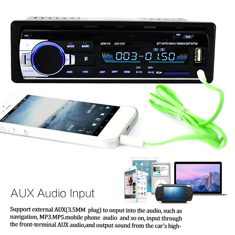 JSD520-Autoradio-Car-Radio-1-Din-12V-Car-MP3-Player-bluetooth-Stereo-AUX-IN-FM-USB-with-Remote-Contr-1345681