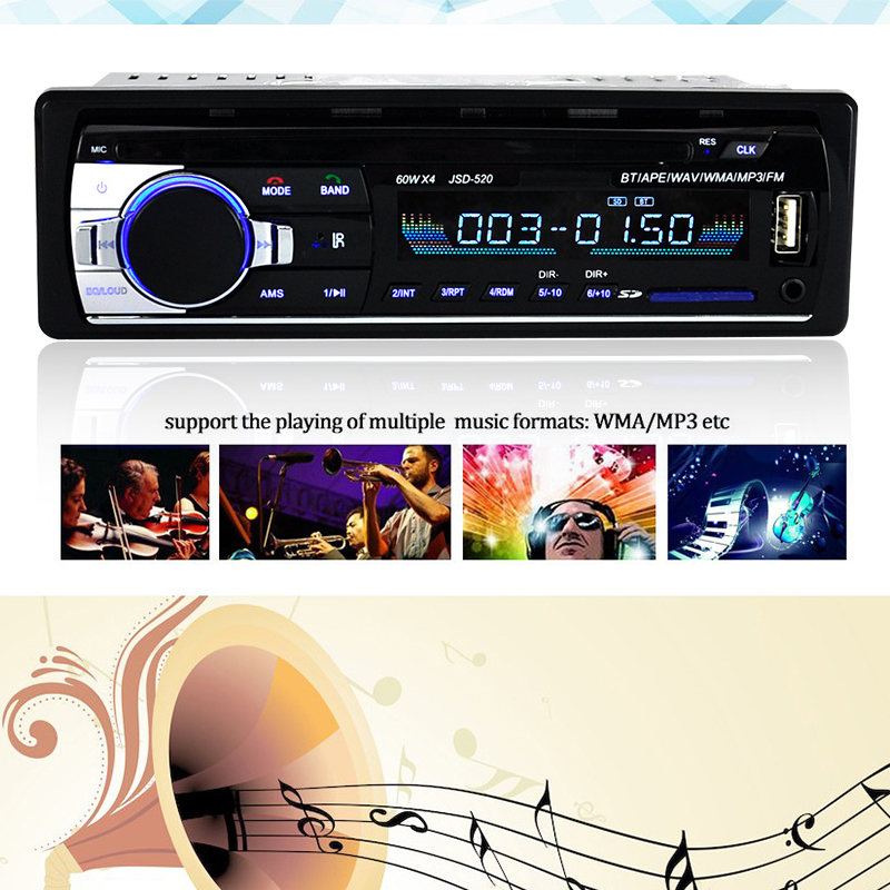 JSD520-Autoradio-Car-Radio-1-Din-12V-Car-MP3-Player-bluetooth-Stereo-AUX-IN-FM-USB-with-Remote-Contr-1345681