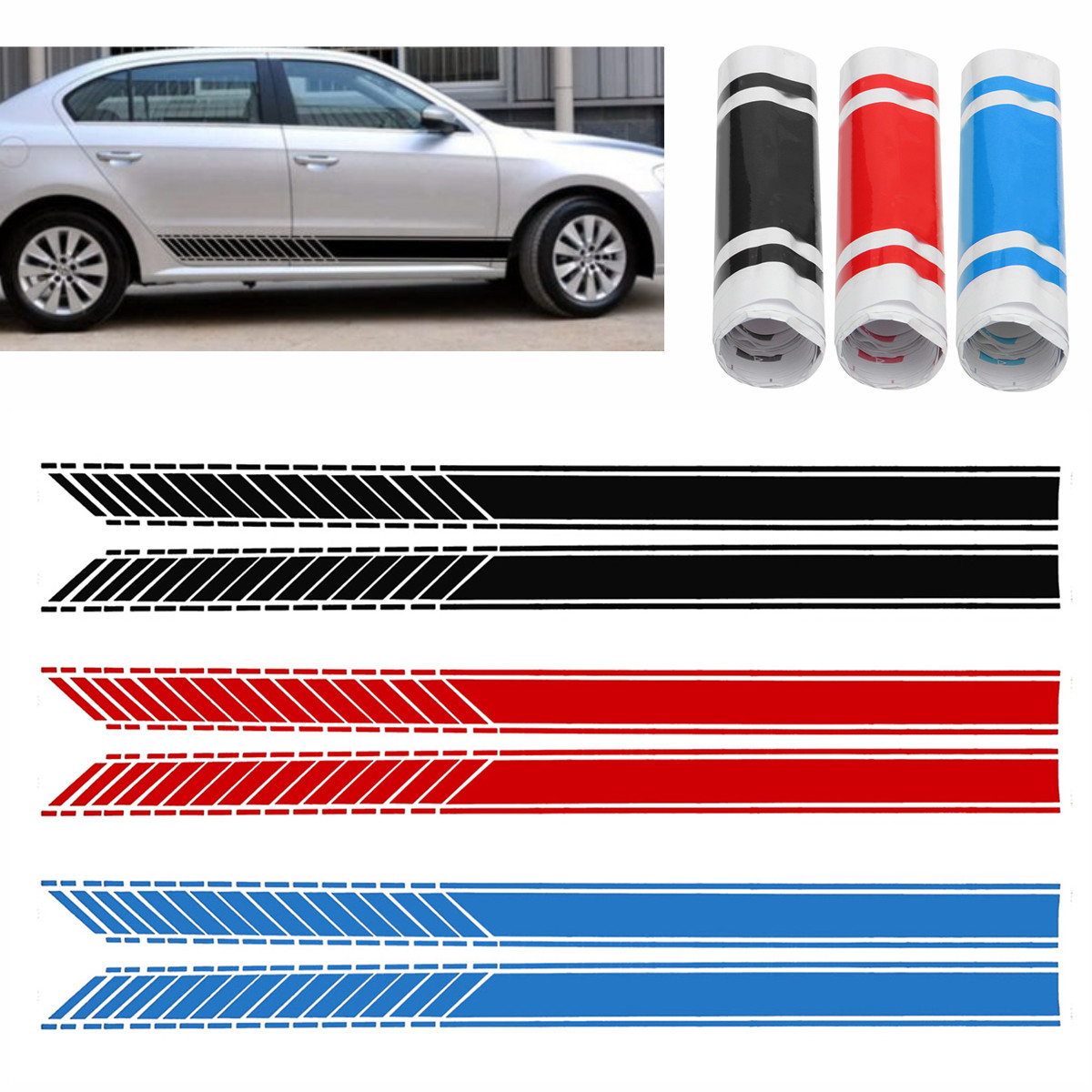12x190cm-Universal-Car-Racing-Stripe-Vinyl-Side-Sticker-Lower-Door-Panel--LIB-1686269
